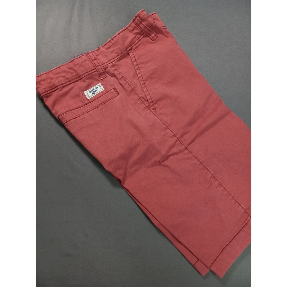 OshKosh Bgosh Boys Salmon Pink Coral Chino Shorts Adjustable Waist Size 10